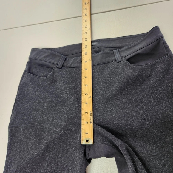 Eileen Fisher Slim Leg Knit Pants Black Dark Gray Panel Mixed Media Size 12 - Picture 13 of 14